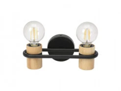 EGLO Wandlamp CHIEVELEY - Zwart/hout Multicolor