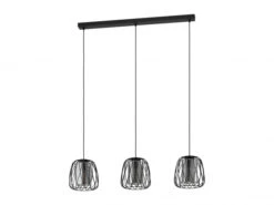 EGLO Hanglamp FLORESTA 3x - Zwart/gestoomd Glas Zwart
