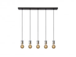 Hanglamp Balk GELKA 5x - Fumé Glas Glas