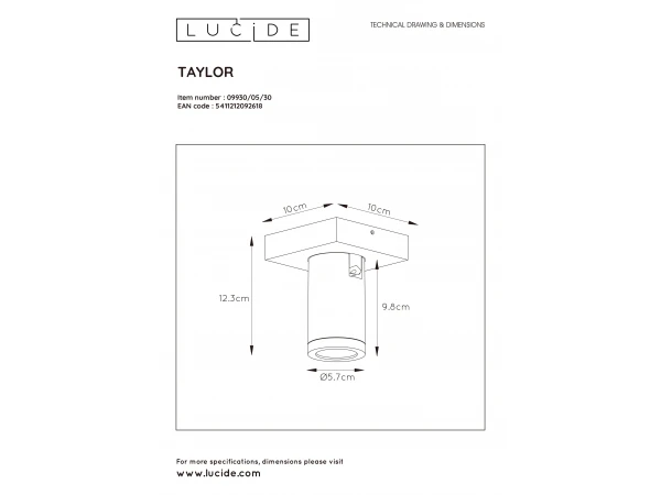 Plafondspot TAYLOR 1x - Wit Wit 5 Plafondspot TAYLOR 1x - Wit Wit - Afbeelding 5
