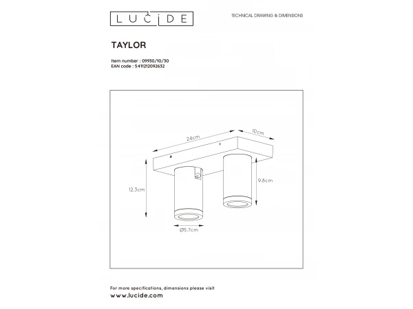 Plafondspot TAYLOR 2x - Zwart Zwart 8 Plafondspot TAYLOR 2x - Zwart Zwart - Afbeelding 8